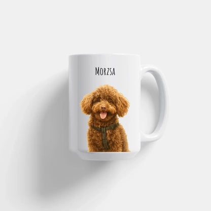 Egyedi Fényképes Kutyás Bögre Vízfesték Stílusban XL XL 450 ml fehér