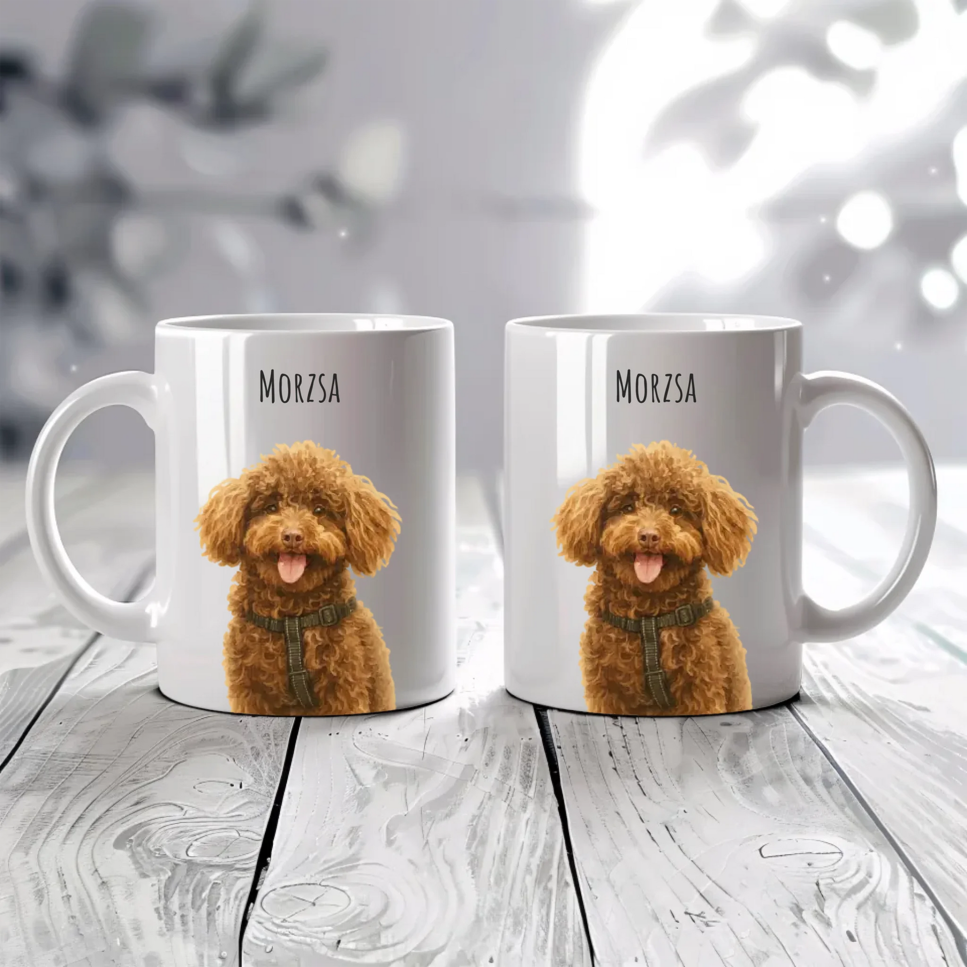 Egyedi Fényképes Kutyás Bögre Vízfesték Stílusban