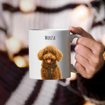 Egyedi Fényképes Kutyás Bögre Vízfesték Stílusban