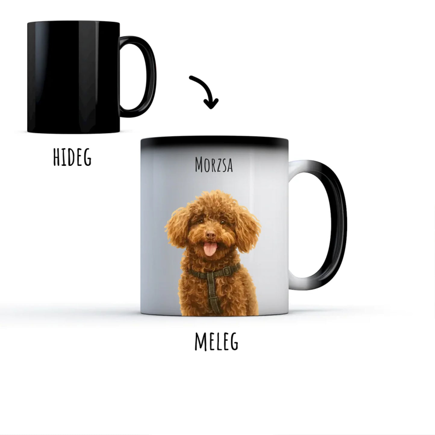 Egyedi Fényképes Kutyás Bögre Vízfesték Stílusban Színváltó