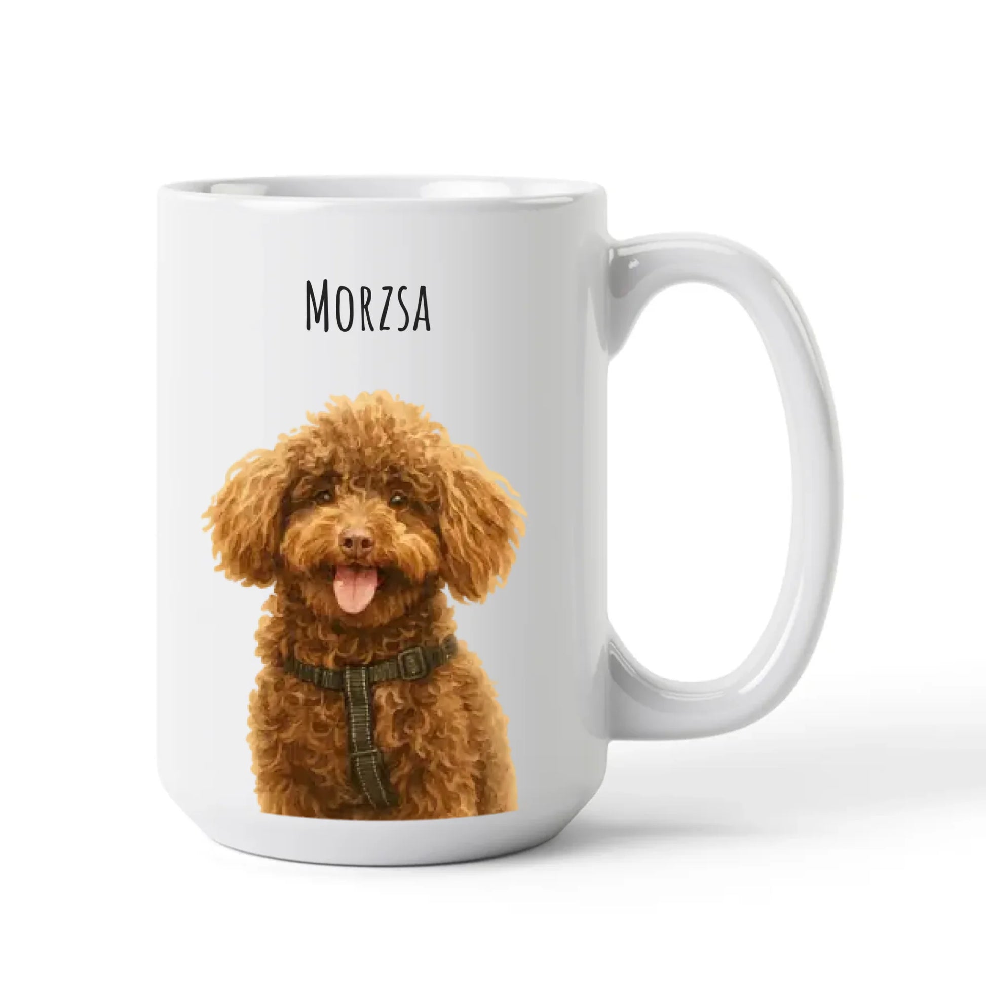 Egyedi Fényképes Kutyás Bögre Vízfesték Stílusban XL XL jumbo gögre fehér