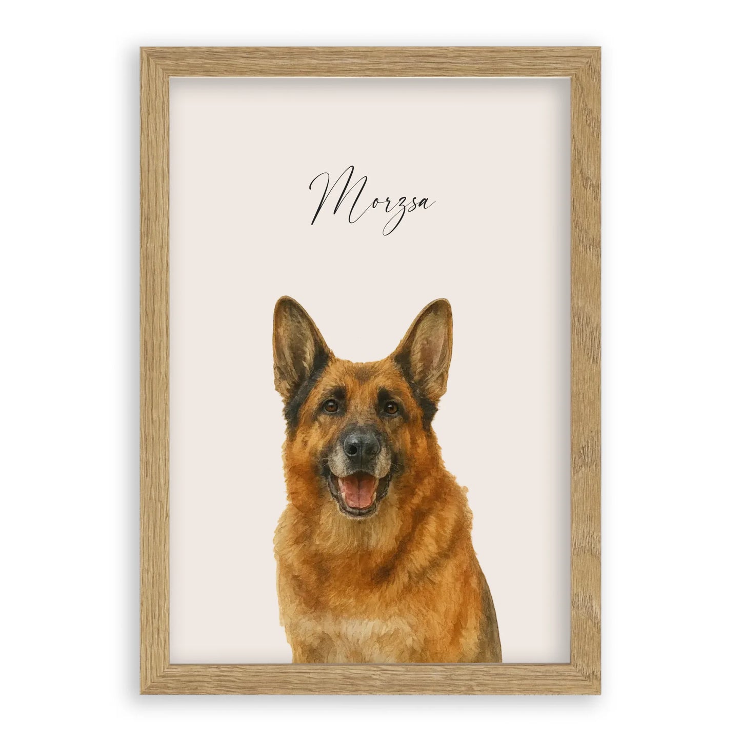 Egyedi Vízfesték Portré Falikép Kutyáról Képkerettel
