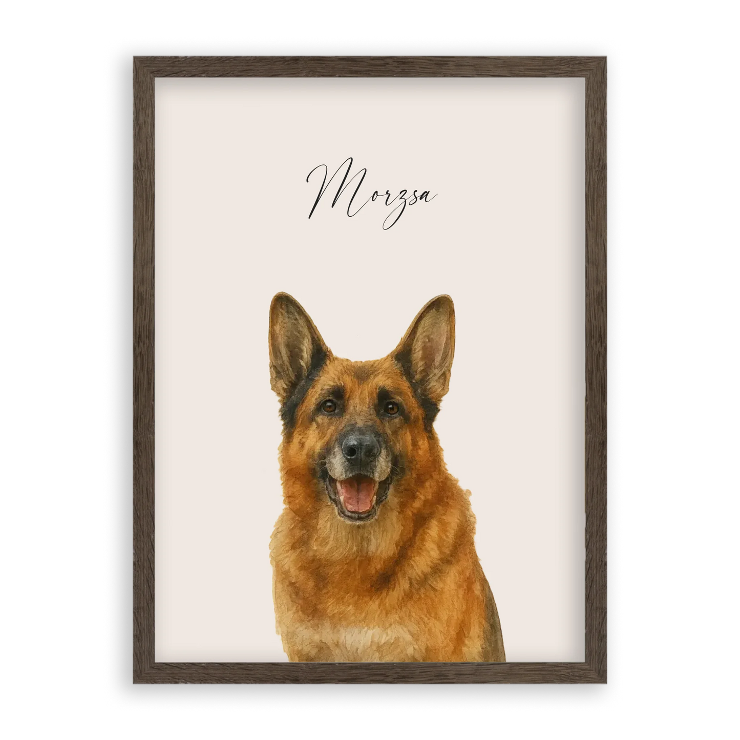 Egyedi Vízfesték Portré Falikép Kutyáról Képkerettel