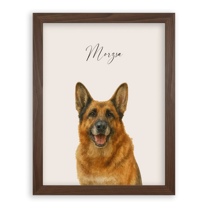 Egyedi Vízfesték Portré Falikép Kutyáról Képkerettel