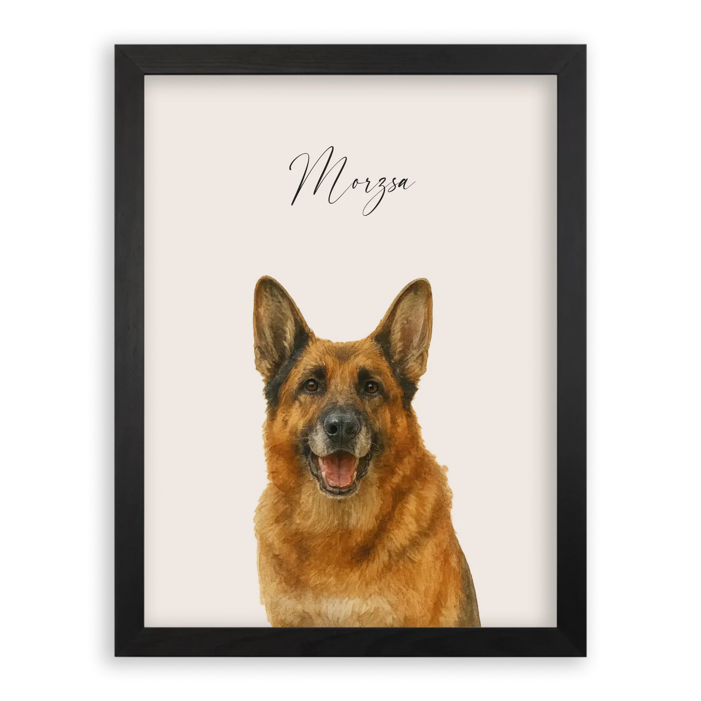 Egyedi Vízfesték Portré Falikép Kutyáról Képkerettel