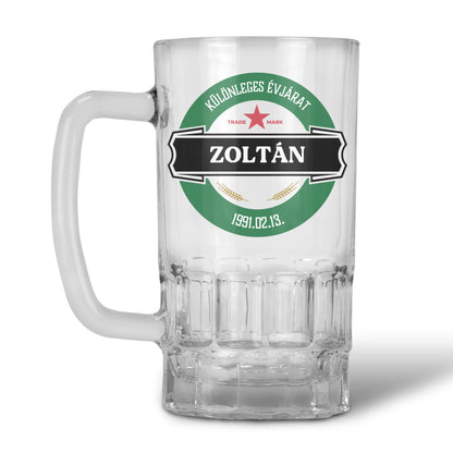 egyedi neves söröskorsó évszámmal