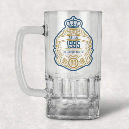 egyedi neves söröskorsó évszámmal