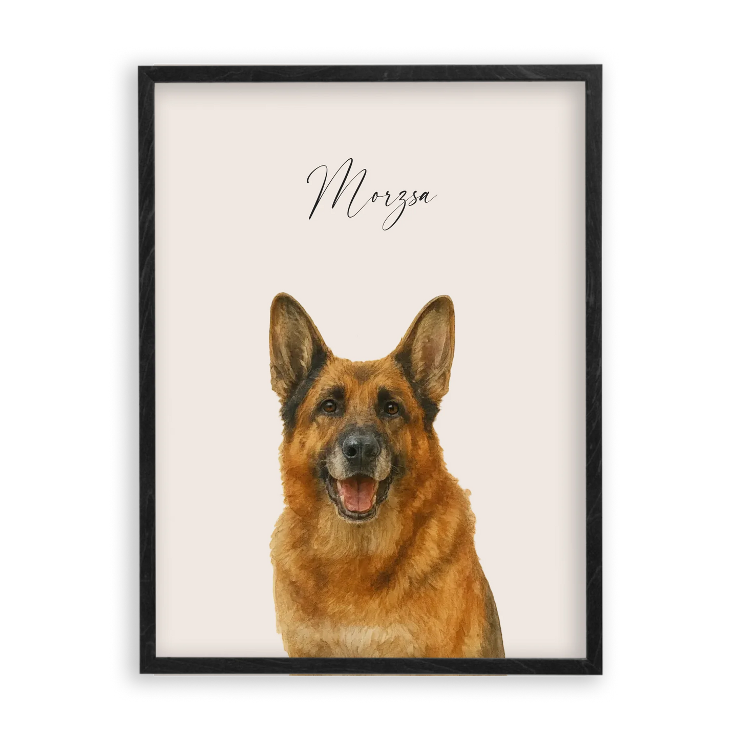 Egyedi Vízfesték Portré Falikép Kutyáról Képkerettel