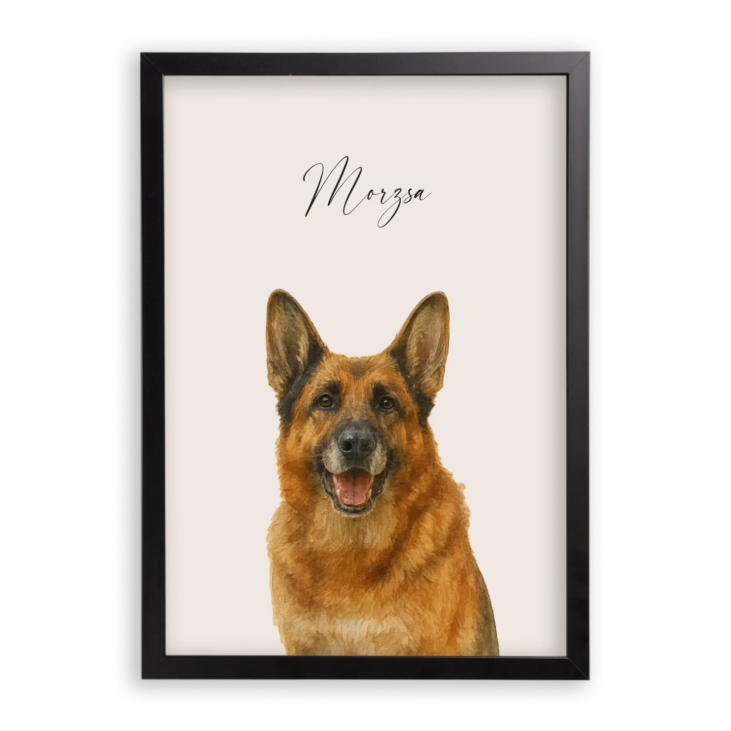 Egyedi Vízfesték Portré Falikép Kutyáról Képkerettel