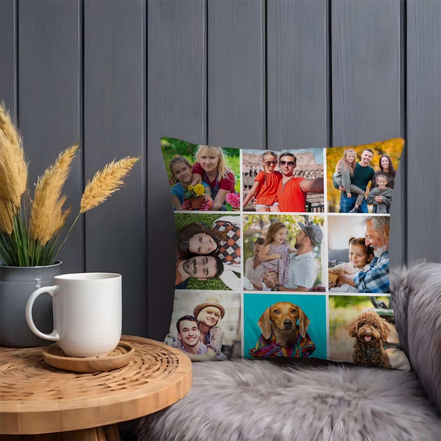 egyedi fényképes díszpárna 9 fényképpel fullprint