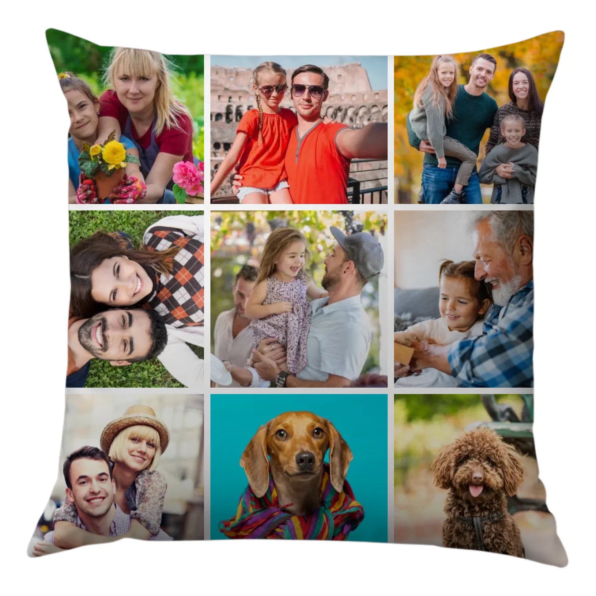 egyedi fényképes díszpárna 9 fényképpel fullprint