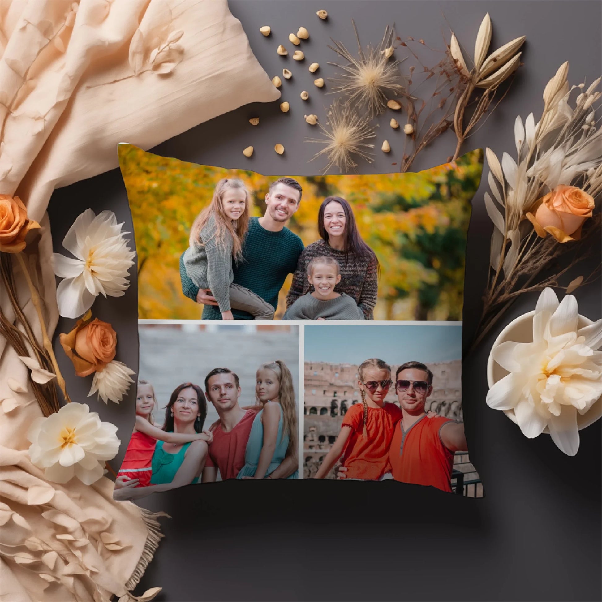 egyedi fényképes díszpárna 3 fényképpel fullprint