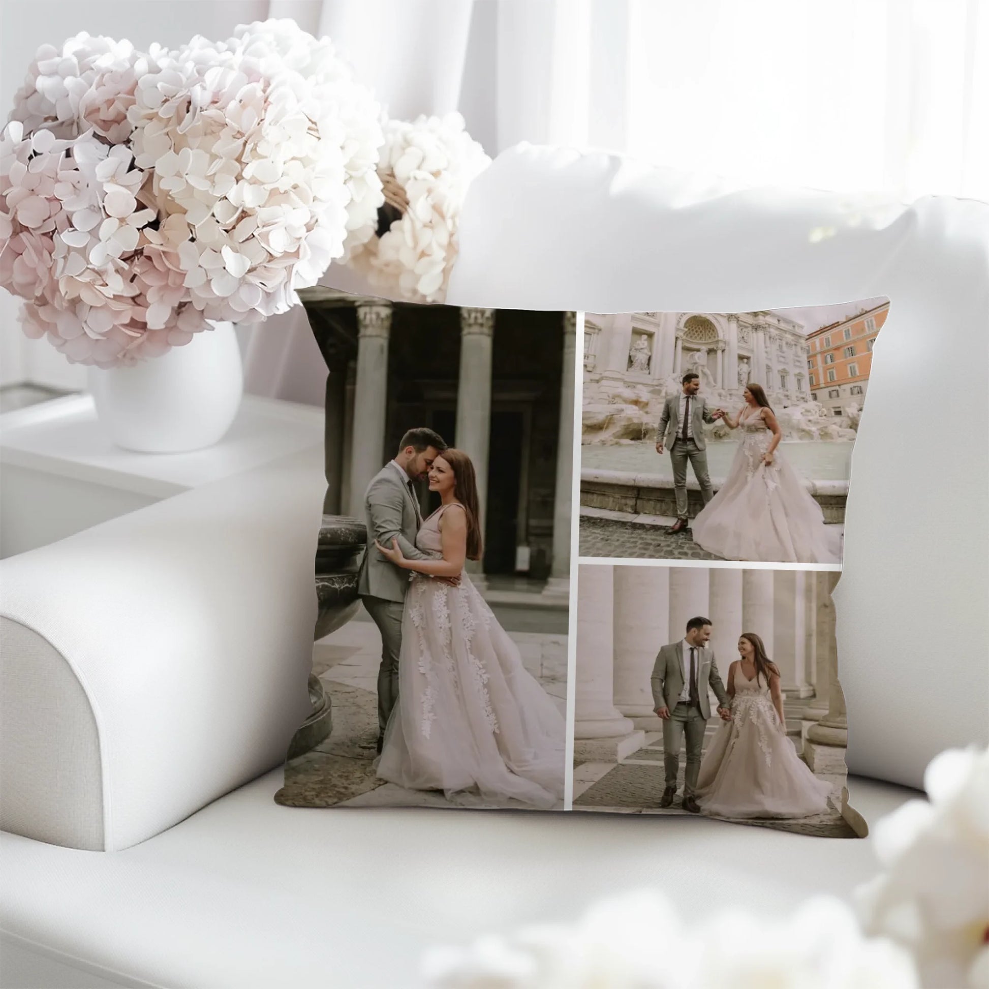 egyedi fényképes díszpárna 3 fényképpel fullprint álló formátum