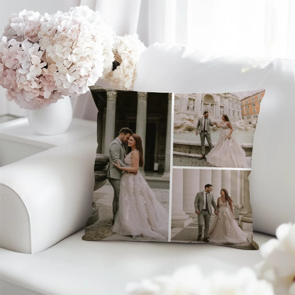 egyedi fényképes díszpárna 3 fényképpel fullprint álló formátum