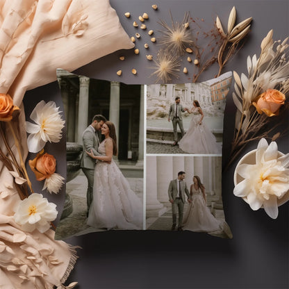 egyedi fényképes díszpárna 3 fényképpel fullprint álló formátum