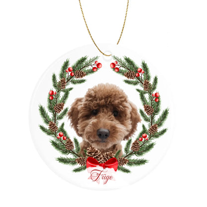 egyedi kutyás fényképes kerámia karácsonyfadísz