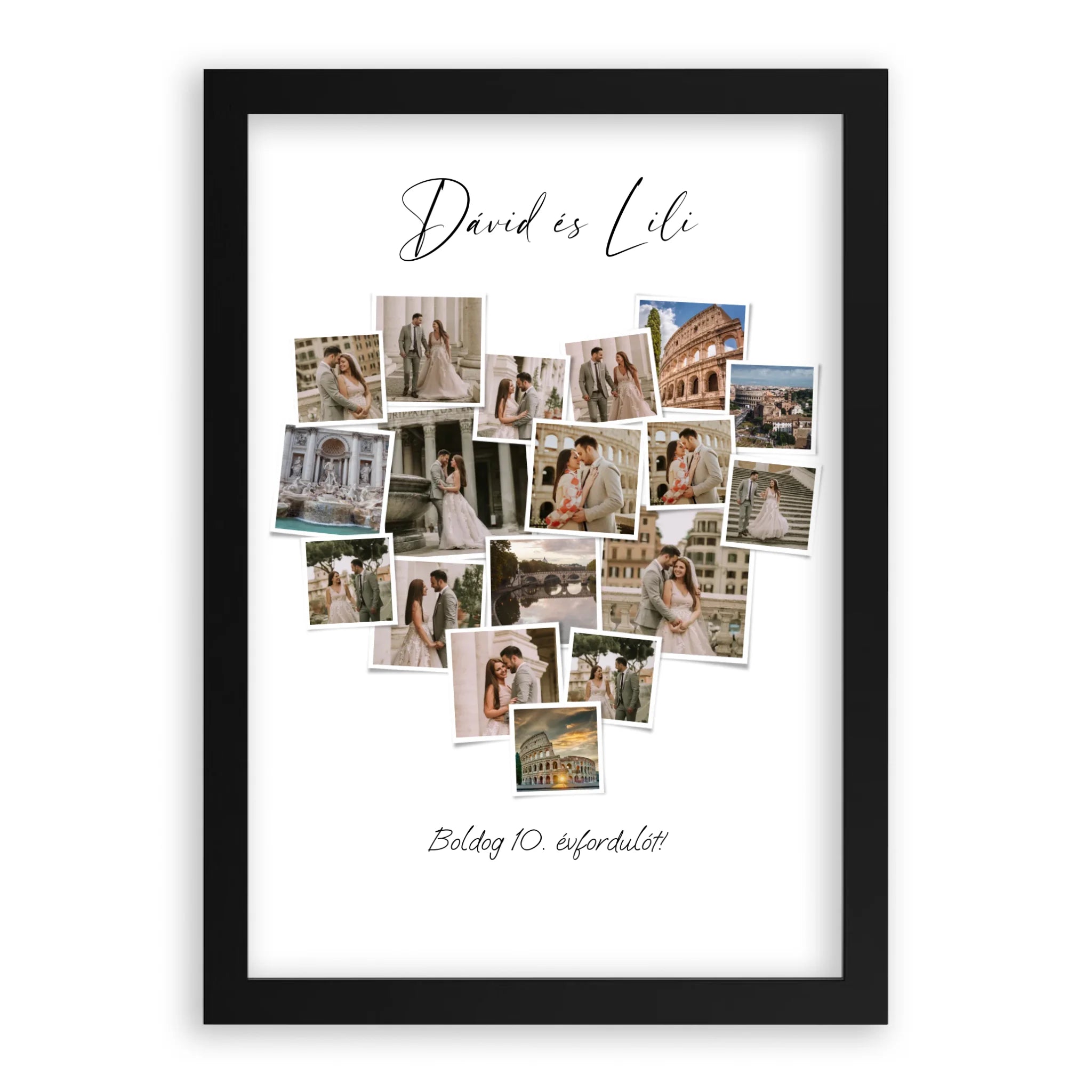 Szív Fotókollázs - Polaroid Képek - 18 Képpel