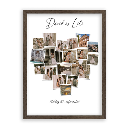 Szív Fotókollázs - Polaroid Képek - 18 Képpel