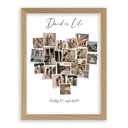 Szív Fotókollázs - Polaroid Képek - 18 Képpel