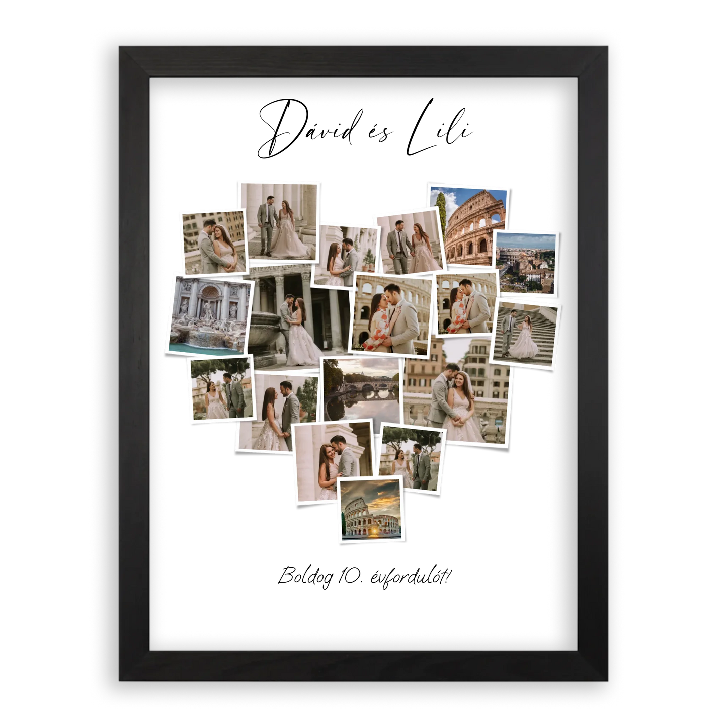 Szív Fotókollázs - Polaroid Képek - 18 Képpel