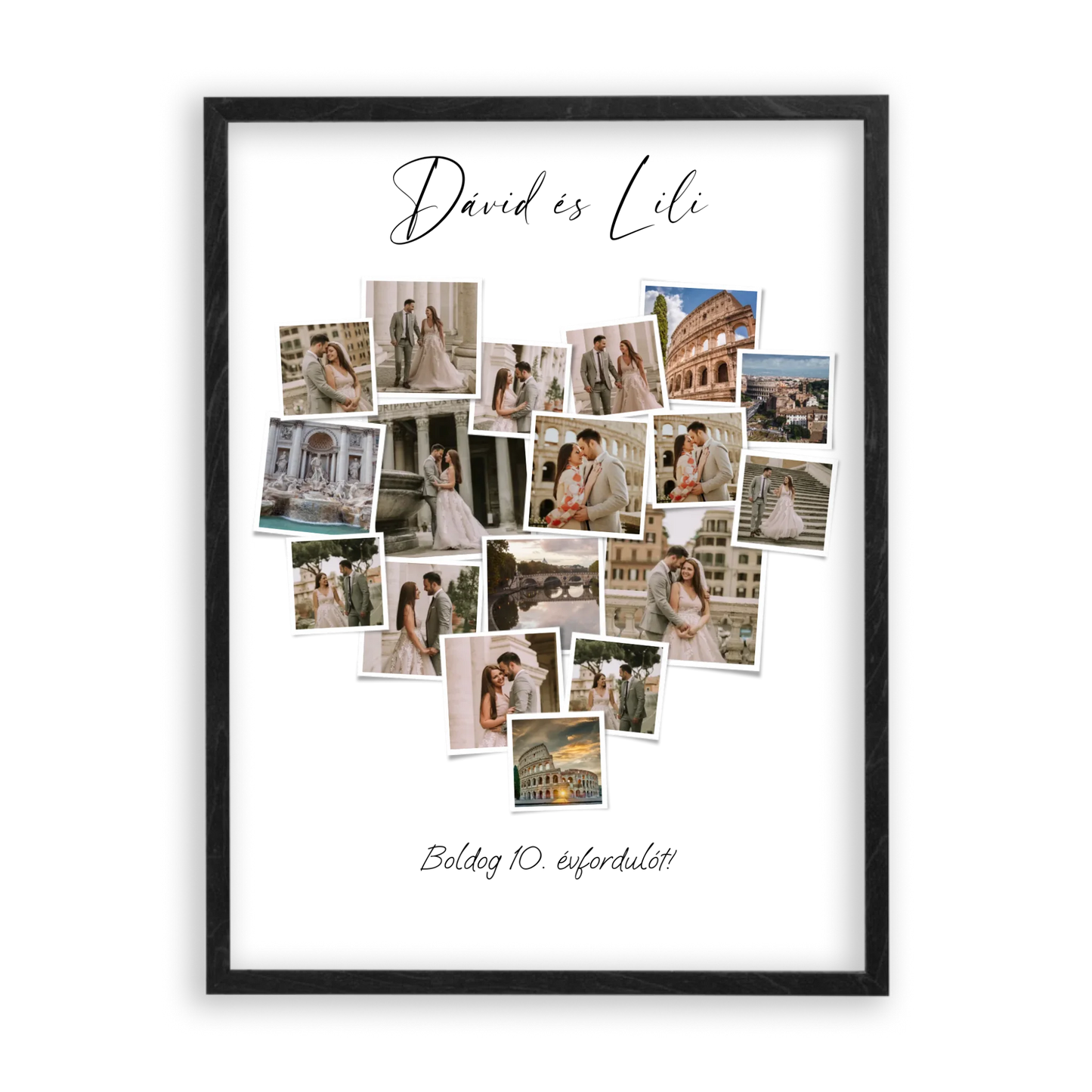 Szív Fotókollázs - Polaroid Képek - 18 Képpel