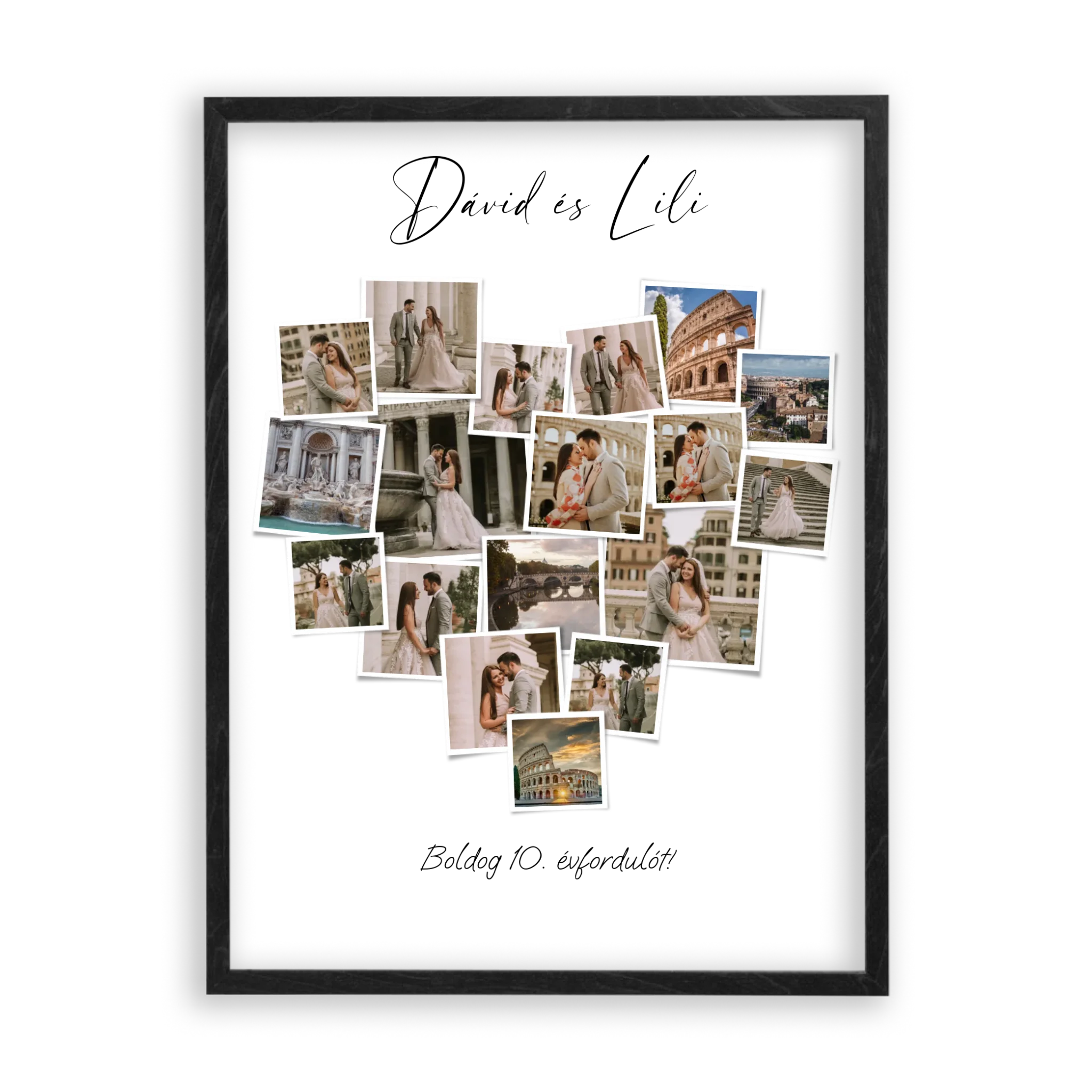 Szív Fotókollázs - Polaroid Képek - 18 Képpel