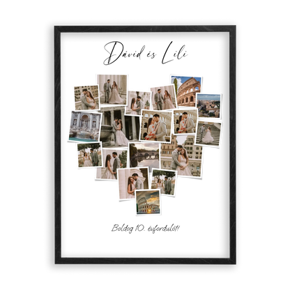 Szív Fotókollázs - Polaroid Képek - 18 Képpel