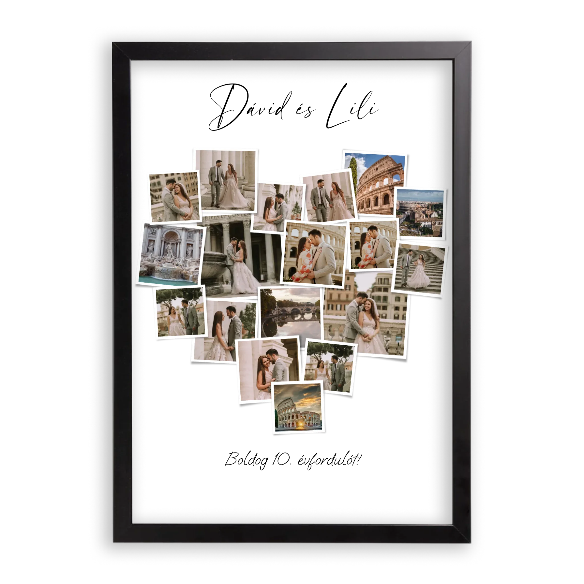 Szív Fotókollázs - Polaroid Képek - 18 Képpel