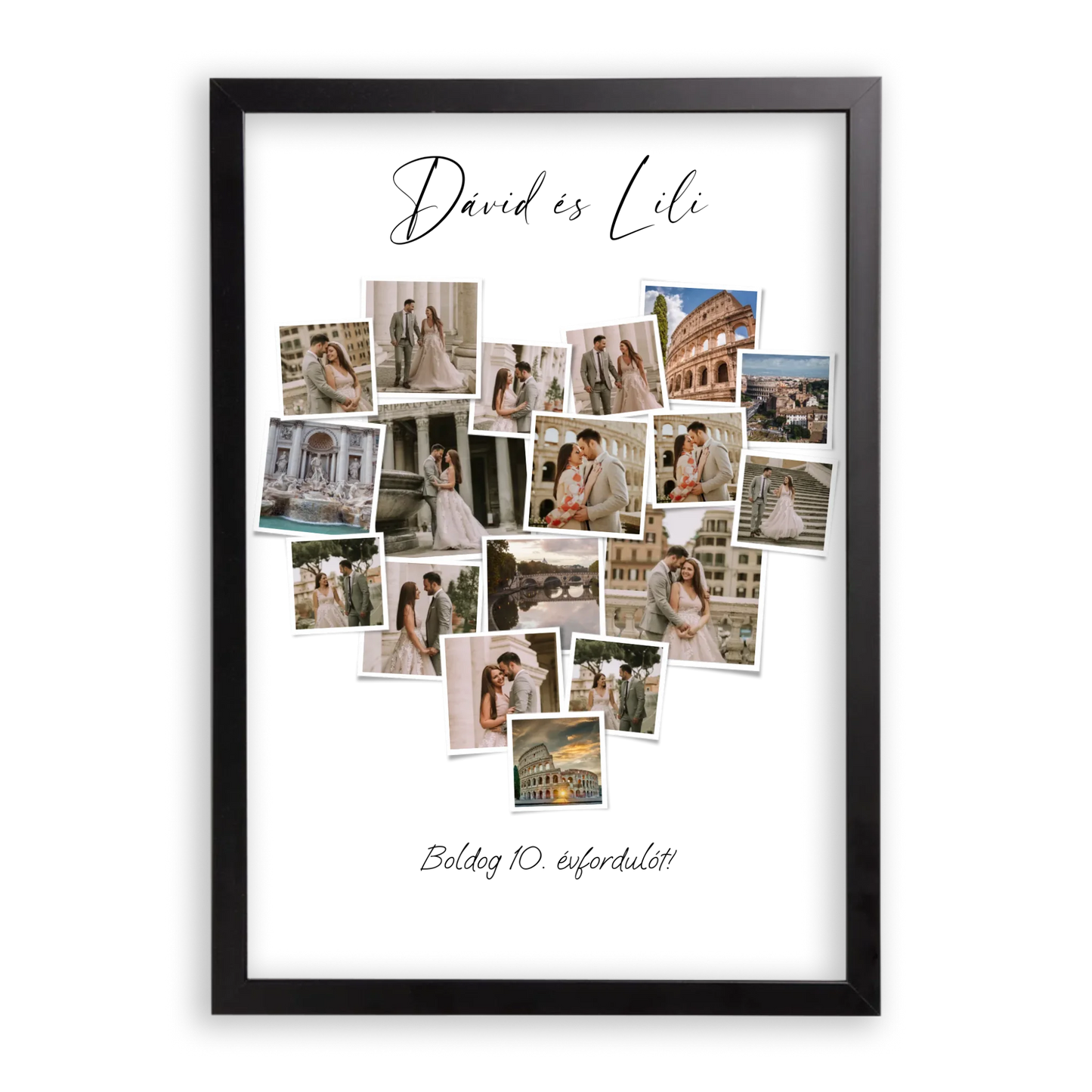 Szív Fotókollázs - Polaroid Képek - 18 Képpel
