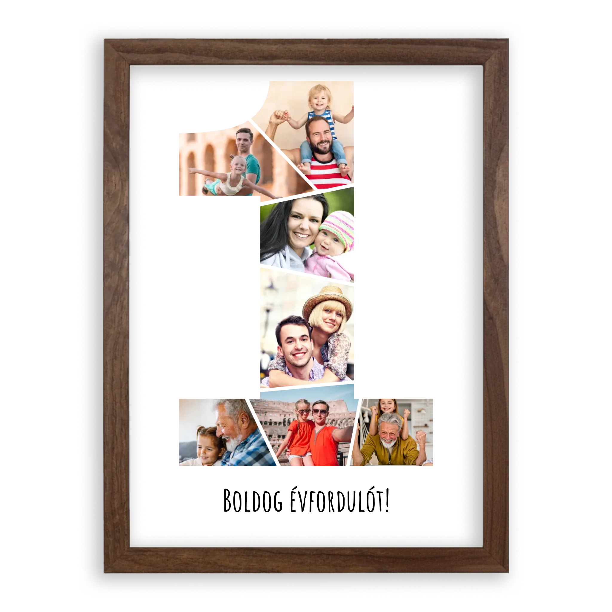 Egyedi Születésnapi/Évfordulós Fotókollázs (1-9 évig) - Falikép-A3-dió-képkerettel