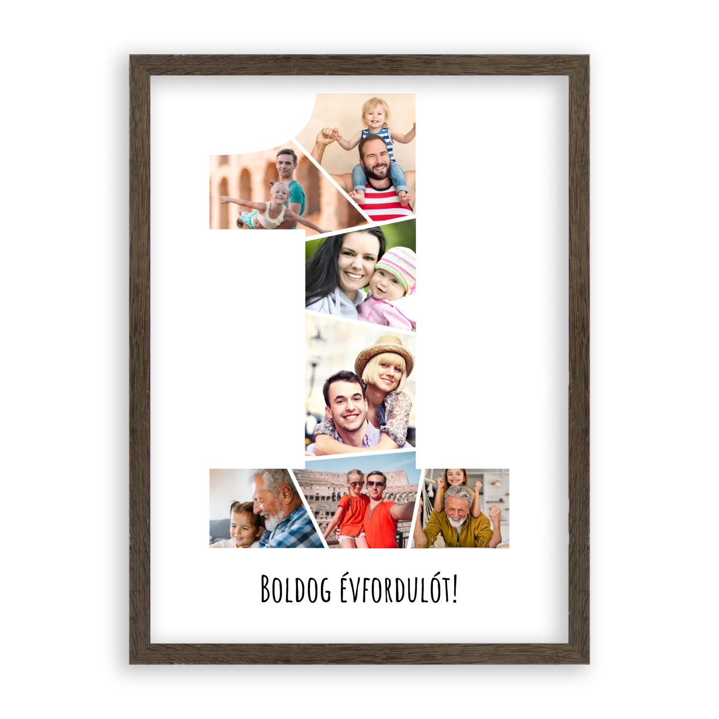 Egyedi Születésnapi/Évfordulós Fotókollázs (1-9 évig) - Falikép-dió-képkerettel