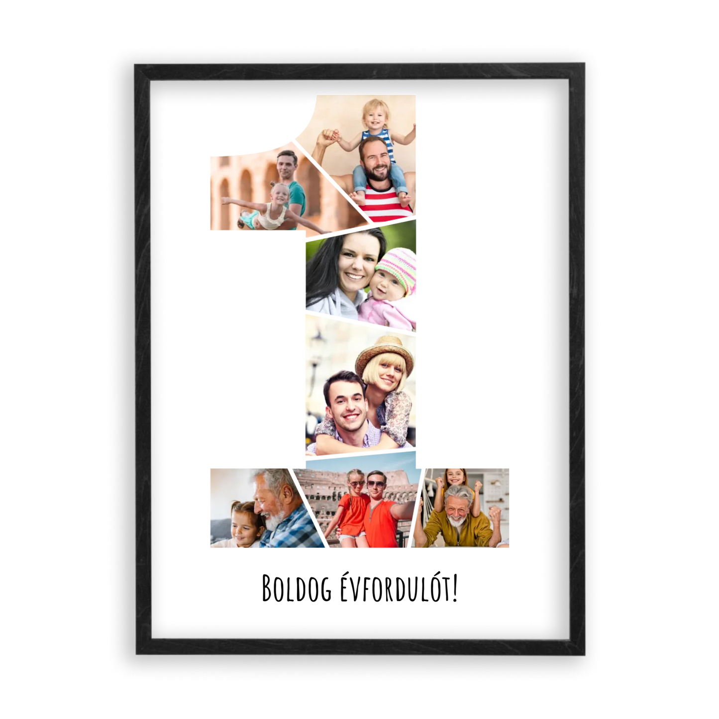 Egyedi Születésnapi/Évfordulós Fotókollázs (1-9 évig) - Falikép-dió-képkerettel