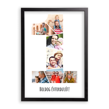 Egyedi Születésnapi/Évfordulós Fotókollázs (1-9 évig) - Falikép-dió-képkerettel