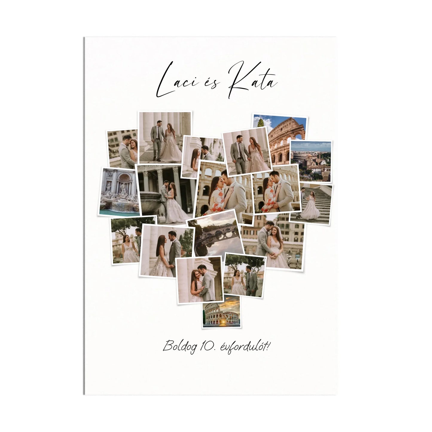 Szív Fotókollázs - Polaroid Képek - 18 Képpel