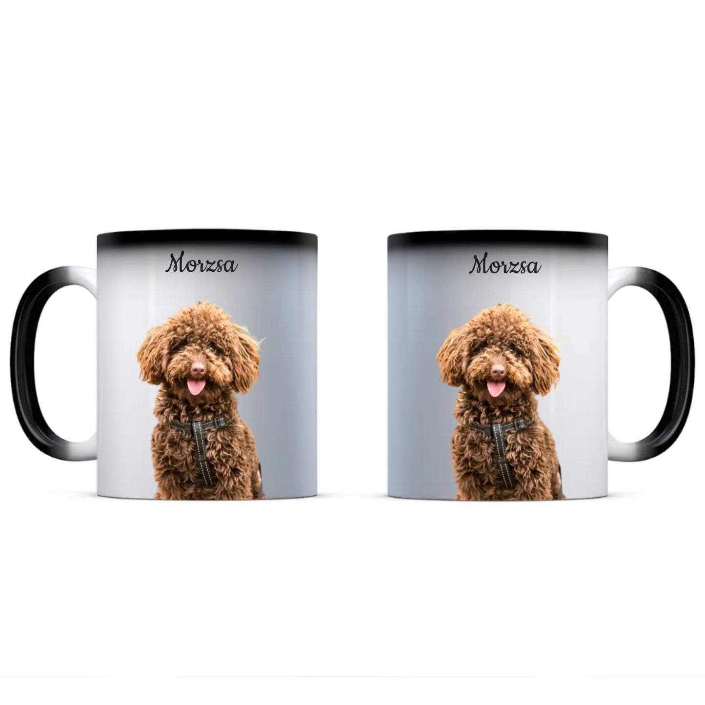 egyedi személyre szabható kutyás fényképes színváltó bögre