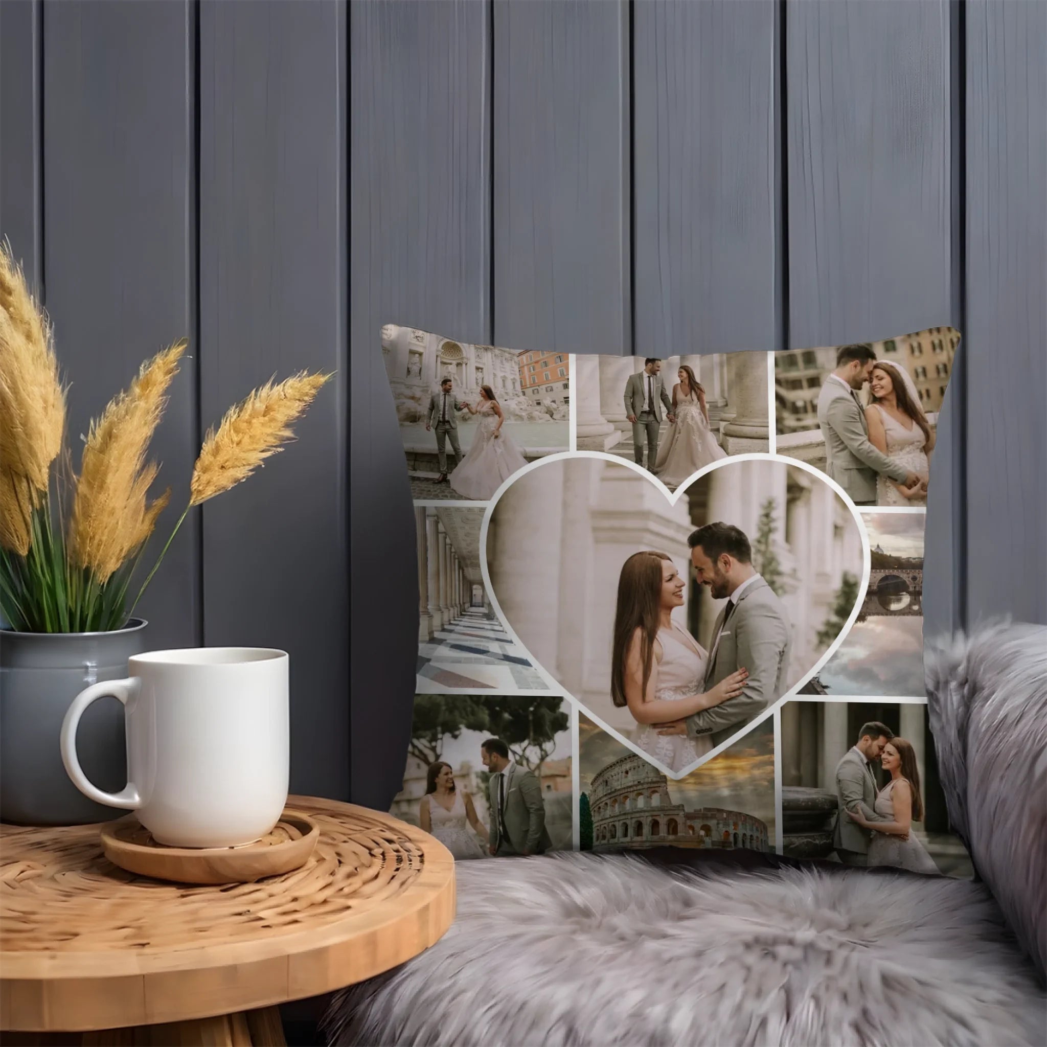 egyedi fényképes díszpárna 9 fényképpel fullprint