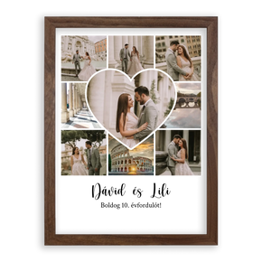 Egyedi Születésnapi/Évfordulós Fotókollázs (1-9 évig) - Falikép-A3-dió-képkerettel