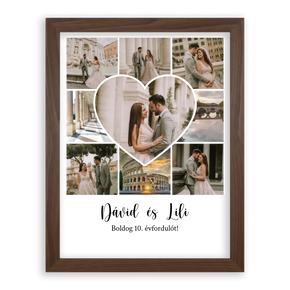 Egyedi Születésnapi/Évfordulós Fotókollázs (1-9 évig) - Falikép-dió-képkerettel