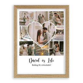 Egyedi Születésnapi/Évfordulós Fotókollázs (1-9 évig) - Falikép-30x40cm-tölgy-képkerettel
