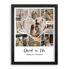Egyedi Születésnapi/Évfordulós Fotókollázs (1-9 évig) - Falikép-fekete-képkerettel