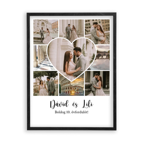 Egyedi Születésnapi/Évfordulós Fotókollázs (1-9 évig) - Falikép-dió-képkerettel