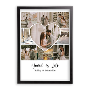 Egyedi Születésnapi/Évfordulós Fotókollázs (1-9 évig) - Falikép-dió-képkerettel