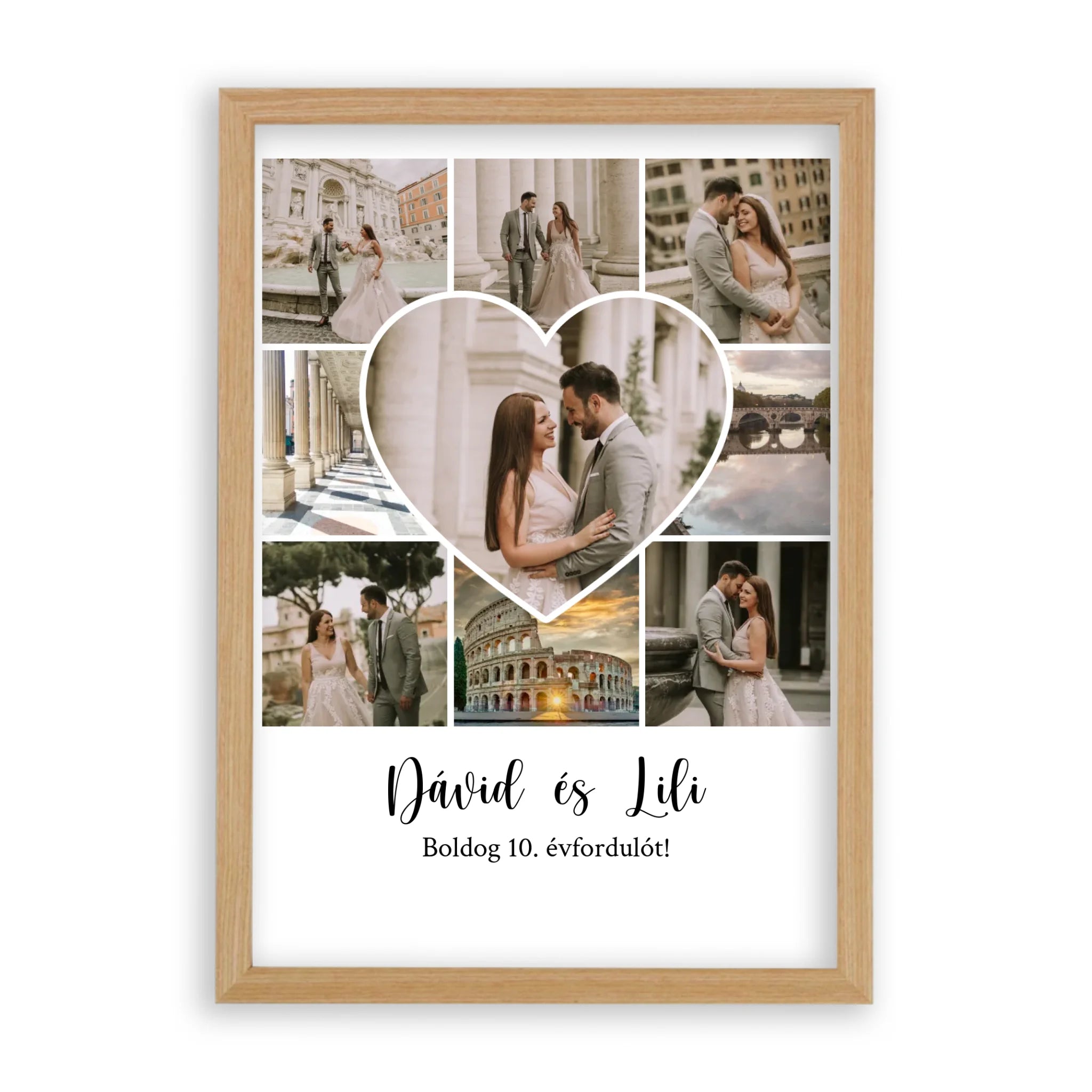 Egyedi Születésnapi/Évfordulós Fotókollázs (1-9 évig) - Falikép-dió-képkerettel