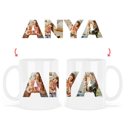 egyedi bögre ANYA felirattal 4 fényképpel