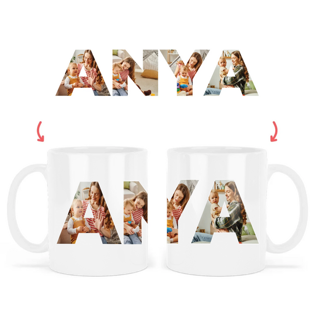 egyedi bögre ANYA felirattal 4 fényképpel