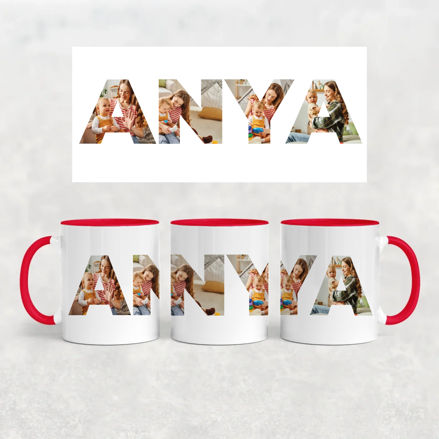 egyedi bögre ANYA felirattal 4 fényképpel