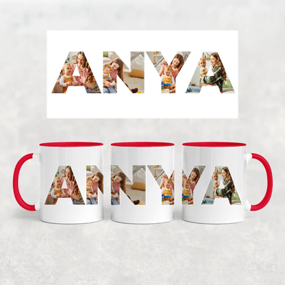 egyedi bögre ANYA felirattal 4 fényképpel
