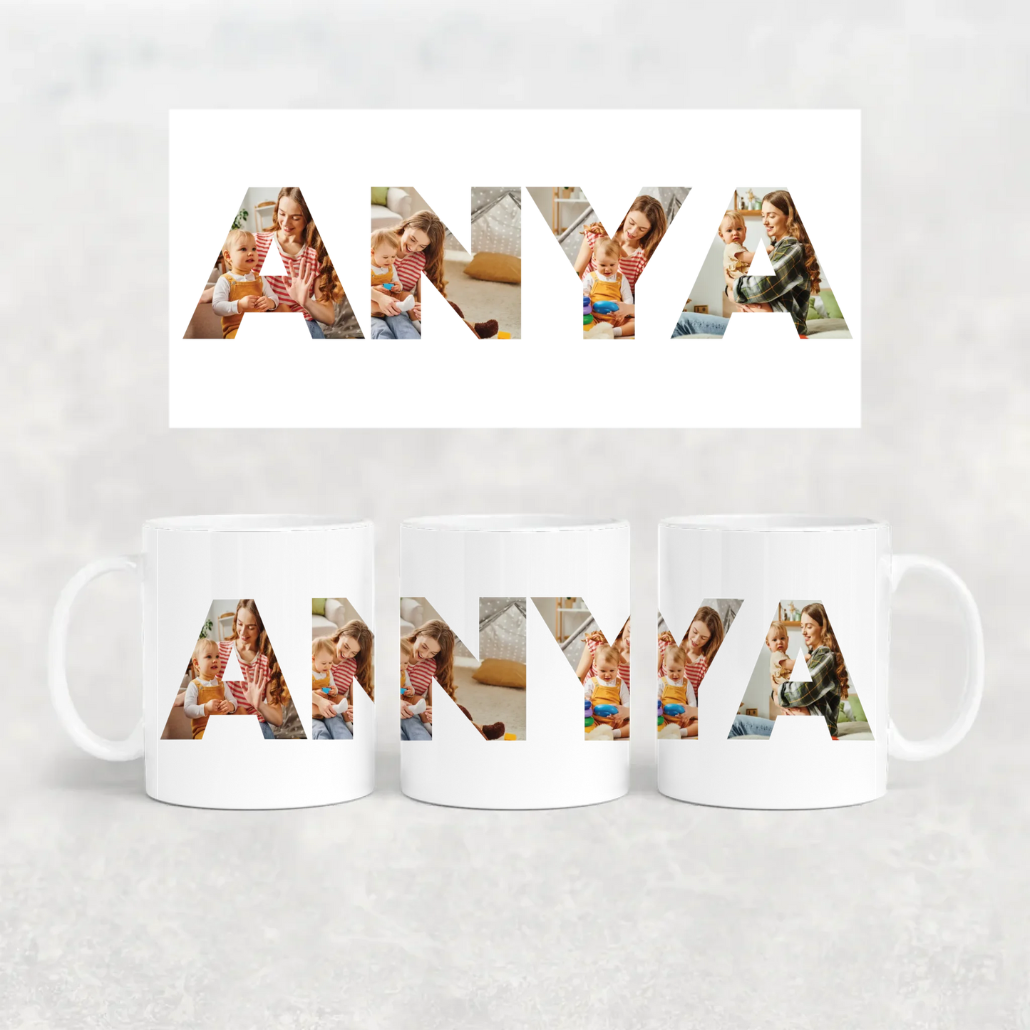 egyedi bögre ANYA felirattal 4 fényképpel