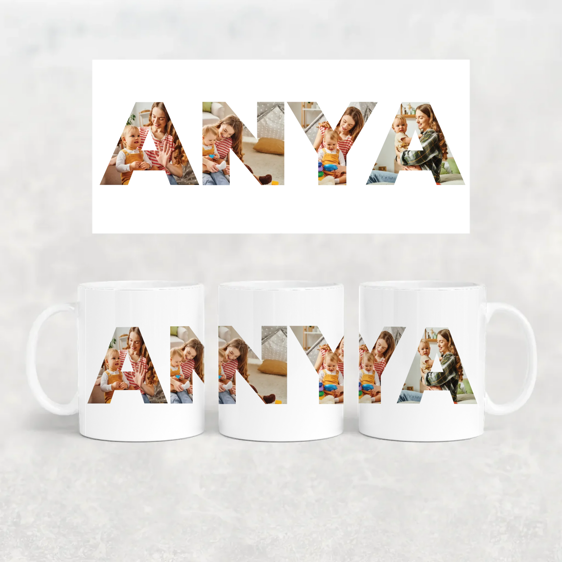 egyedi bögre ANYA felirattal 4 fényképpel