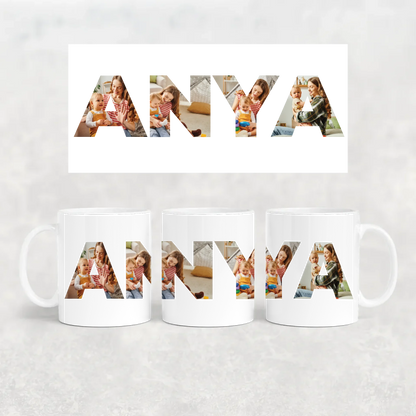 egyedi bögre ANYA felirattal 4 fényképpel
